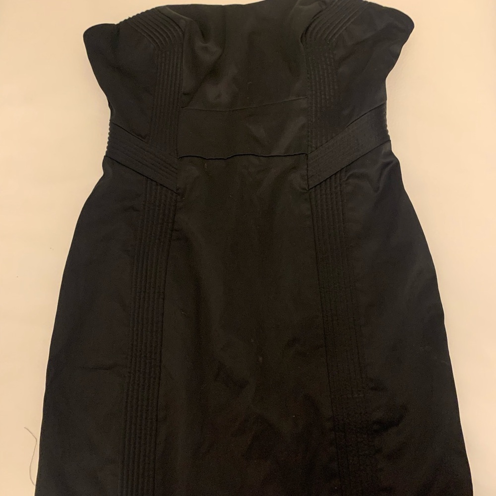 Strapless zippered black cocktail dress